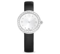 Swarovski Montre Matrix 5706663 Femme – Lunette pavée, Cuir noir satiné, 30 mm, fabriquée en Suisse