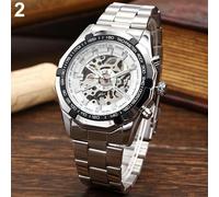 Montre mécanique automatique squelette Winner (blanche) pour homme, bracelet en acier inoxydable, style