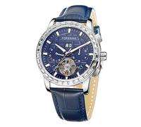 Montre mécanique de luxe en acier inoxydable étanche avec affichage de la date, du mois, de la semaine et des diamants, 3 Bleu, Entreprise