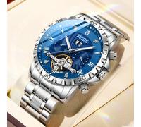 Montre mécanique entièrement automatique pour homme RUIGE Business, veilleuse, calendrier, montre de sport à la mode pour homme, cadeau idéal pour la famille et les amis Acier inoxydable