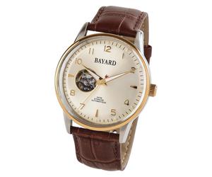 Montre mécanique mouvement apparent bracelet marron Bayard couleur : Bracelet bleu
