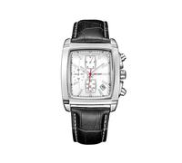 Montre Megir à quartz pour homme, cadran rectangulaire, bracelet en cuir, style décontracté, chronographe