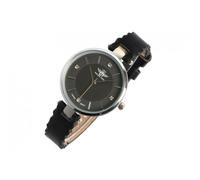 Montre-Michael John-Montre Femme Noire Cuir et Strass Argent Originale Lily - Noir