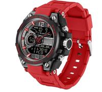 Montre Militaire Homme Outdoor Sport Etanche à 50 ATM Montre Tactique Commando Montre Millitaire pour Sport Grand Cadran Multi Affichage Facile à Lire dans La Nuit Rouge