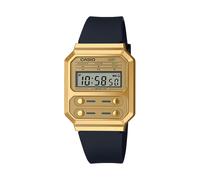 Casio Montre Quartz Unisexe 40.70mm avec Cadran Or Digitale et Bracelet en Plastic/Resin Strap Noir A100WEFG-9AEF