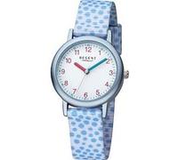 REGENT Montre-bracelet pour fille - Montre junior avec motif à pois - Bracelet en tissu - Chiffres arabes - Quartz, bleu, lanière