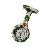 Montre Motif Vert Caterpillar avec Cadran Blanc en Silicone Infirmière Docteurs Tunique Broche FOB Watch Mouvement Japonais Qualité Premium