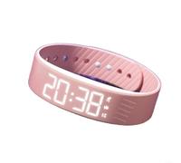 Montre multifonction avec alarme IP65 étanche avec vibrations et suivi du sommeil | Compteur de pas/distance/calories, chargement USB (noir/blanc/rose/bleu) (rose)