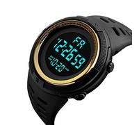 Montre multifonction avec alarme, montre de sport unisexe avec affichage de la date et calendrier en cuir, doré, taille unique