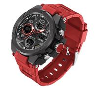 Montre multifonction pour homme - Étanche - Numérique - Analogique - Double affichage de l'heure - Chronographe - Étanche jusqu'à 5 ATM - Bracelet en silicone lumineux - Multifonction - Design cool