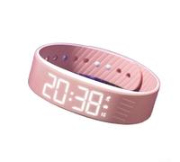 Montre multifonction silencieuse avec alarme vibrante avec compteur de pas, suivi des calories, suivi de la distance, analyse du rythme de sommeil et bracelet résistant à l'eau IP65 (rose)