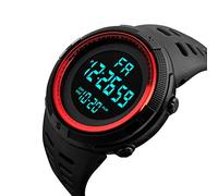 Montre multifonction tendance avec calendrier, date, alarme, affichage de la semaine, montre de sport, travail du bois, Rouge, One Size