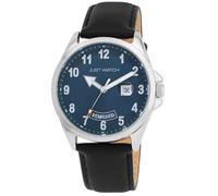 Montre - Nico - Bracelet cuir noir 22 mm - Boîtier 42 mm argenté - Étanchéité 5 ATM