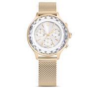 Montre Nova chrono, Fabriqué en Suisse, Bracelet en métal, Ton doré, Finition champagne doré OS