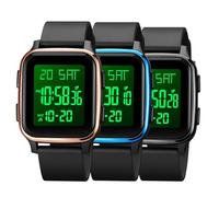 Montre numérique à LED - Étanche et lumineuse | Montre de sport unisexe avec fuseau horaire | Grand numérique et design simple et élégant pour le travail, les voyages, la chasse à l'emploi