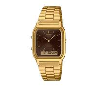 Montre numérique analogique unisexe Casio AQ-230GA-5A marron doré vintage