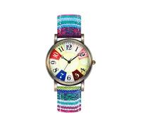 Montre numérique délicate pour femme avec bracelet multicolore motif arc-en-ciel coloré montre avec boîte de montre Ca0621-05l, bleu, taille unique