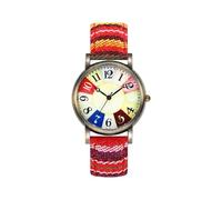 Montre numérique délicate pour femme - Motif arc-en-ciel multicolore - Montre avec boîte de montre - Montre bracelet avec trotteuse pour infirmières, Rouge, taille unique