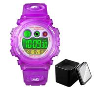 Montre Numérique Enfant Étanche, Montre de Sport LED avec Chronomètre, Alarme, Rétroéclairage, Format 12 et 24 Heures, pour Garçons et Filles de 5 à 12 Ans(Purple)