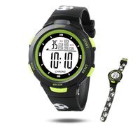 Montre numérique enfant fille étanche alarme chronomètre LED 5 6 7 8 9 10 ans Bracelet en silicone Football Dino Licorne Petits footballeurs - Soccer Watch, Noir , Sport