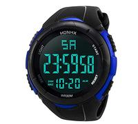Montre numérique LED de sport analogique pour homme avec grands chiffres, bleu, taille unique