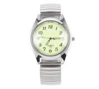 Montre Numérique Lumineuse pour Hommes, Bracelet Élastique, Argenté | Aiguilles sans Chiffres, Mouvement Mécanique, Miroir Organique et Acier Inoxydable, Usage Quotidien et Fêtes