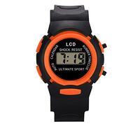Montre numérique pour enfants - Analogique - Électronique - Sport - LED - Montre d'apprentissage pour garçons, Orange, taille unique