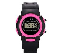 Montre numérique pour enfants - Analogique - Électronique - Sport - LED - Montre d'apprentissage pour garçons, rose vif, taille unique
