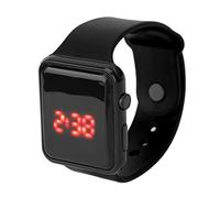 Montre Numérique pour Enfants, Bracelet de Montre en Silicone étanche, écran LED Anti-rayures, Forme Carrée, Rétroéclairage, Montre Numérique pour étudiants(Le noir)