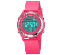 Montre numérique pour femme avec écran LED et bracelet en silicone, montre militaire multifonction, étanche, alarme, chronomètre, rétroéclairage LED, montre de sport en plein air, D Rose Rouge,