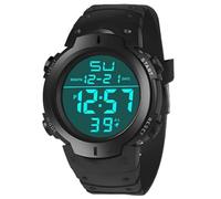 Montre numérique pour homme avec chronomètre et chronomètre - Étanche - Avec rétroéclairage LED - Grand cadran lumineux - Affichage de la date et de la semaine - Cadeau pour l'entraînement, la course