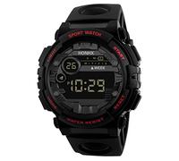 Montre numérique pour homme avec date électronique de sport LED pour l'extérieur, Rouge, taille unique