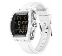 Montre numérique pour homme - Étanche jusqu'à 5 ATM - Bracelet en silicone - Double heure - Alarme - Compte à rebours - Chronomètre - Rétroéclairage LED, blanc, Tendance, cool, simple