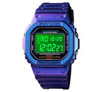 Montre Numérique Rétro Colorée Homme, Étanche 50M, Écran LED avec Alarme, Chronomètre, Rétroéclairage, Calendrier, Format 12 et 24H, Bracelet PU(Purple)