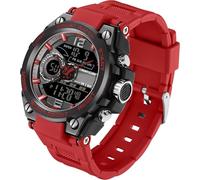 Montre numérique sportive pour homme - Montre militaire d'extérieur - Analogique - Robuste - Avec réveil - Calendrier LED - Étanche - Montre de sport militaire - Montre numérique pour homme, rouge,