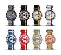 Montre officielle Robotech Blind Box pour homme et adolescent, 1 de 8 | Montre anime officielle avec bracelet en nylon, affichage de la date et chronographe ; design Robotech aléatoire pour les