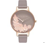 Montre - Olivia Burton - OB16FS99 - Cadran gris floral - Bracelet en cuir véritable - Quartz 38mm