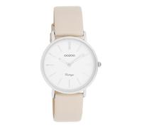 Montre Oozoo beige en cuir Vintage Series femme-homme Montre à quartz analogique UOC20391