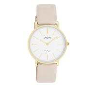 Montre Oozoo beige en cuir Vintage Series femme-homme Montre à quartz analogique UOC20393
