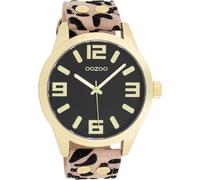 Montre Oozoo beige noir cuir Timepieces Femme Montre à quartz analogique UOC1098A