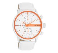Montre Oozoo blanc cuir Timepieces hommes montre à quartz analogique UOC11314