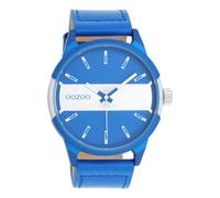 Oozoo Timepieces C11230_C11234_Parent Montre pour homme | Montre analogique élégante pour homme | Montre ronde | Montre analogique pour homme avec, Argenté/bleu jean