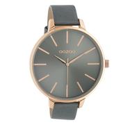 Montre Oozoo bleu gris cuir C10713 Timepieces Femme Montre à quartz analogique UOC10713