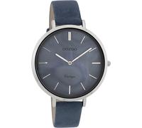 Montre Oozoo bleue Cuir mat Vintage Series Femme Montre à quartz analogique UOC9808A