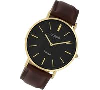 Oozoo Montre-Bracelet Pour Femme Rouge Marron Analogique C9833 Bracelet Cuir Vintage Uoc9833
