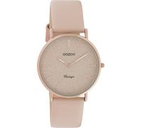 Montre Oozoo cuir gris rose C20206 Vintage Series Femme Montre à quartz analogique UOC20206