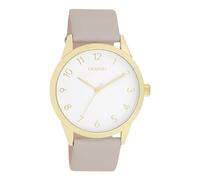 Montre Oozoo gris clair taupe Cuir Timepieces Femme Montre à quartz analogique UOC11327