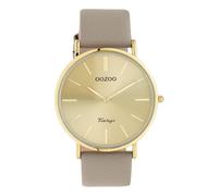 Montre Oozoo marron gris Cuir Vintage Series Femme Montre à quartz analogique UOC20334