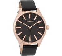 Montre Oozoo noire en cuir Timepieces Femmes Montre à quartz analogique UOC9689A