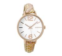 Montre Oozoo pour femme Timepieces C9481 Bracelet en cuir motif serpent or rose / blanc 38 mm